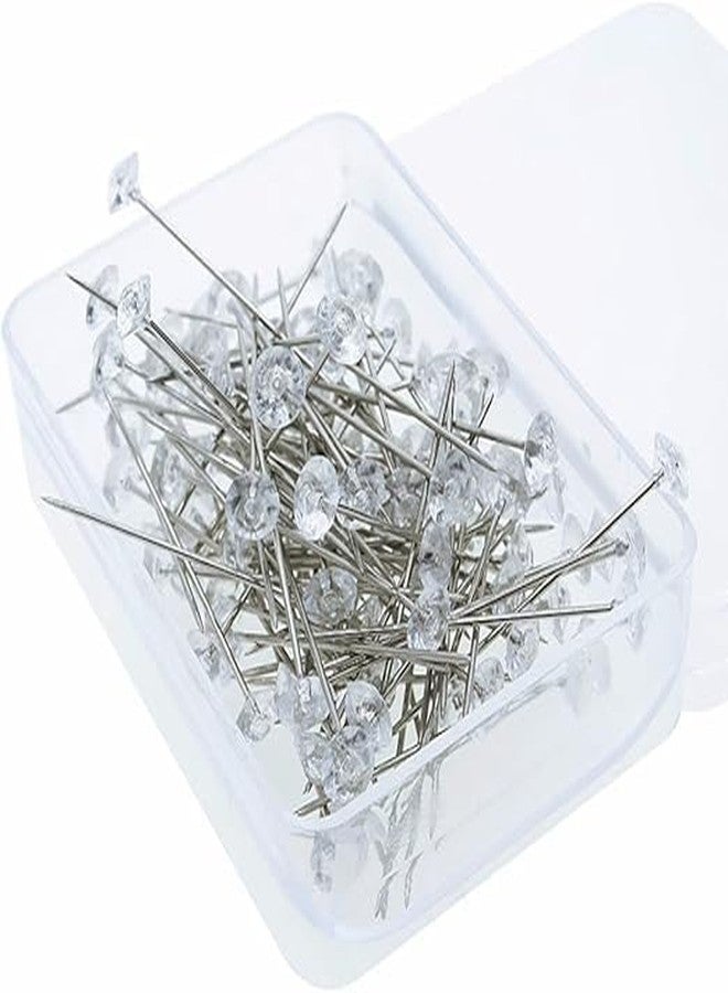 GEMSY دبابيس تزيين برأس كريستالي من جيمسي - علبة واحدة | دبابيس خياطة مستقيمة من الفولاذ المقاوم للصدأ للأعمال اليدوية والملابس والأقمشة والقمصان والفساتين | إبرة مستقيمة بتصميم باقة زهور - Image 3